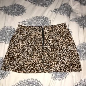 High waisted cheetah print jean skirt